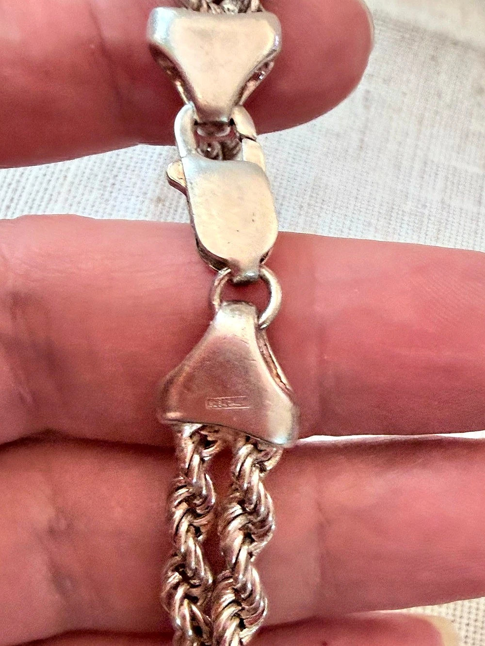 Vintage Italian Sterling Silver Double Strand Rope Chain Bracelet 925 Italy 14g - Picture 6 of 9